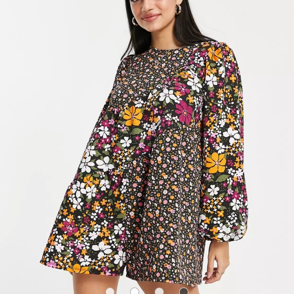 ASOS textured long sleeve smock romper